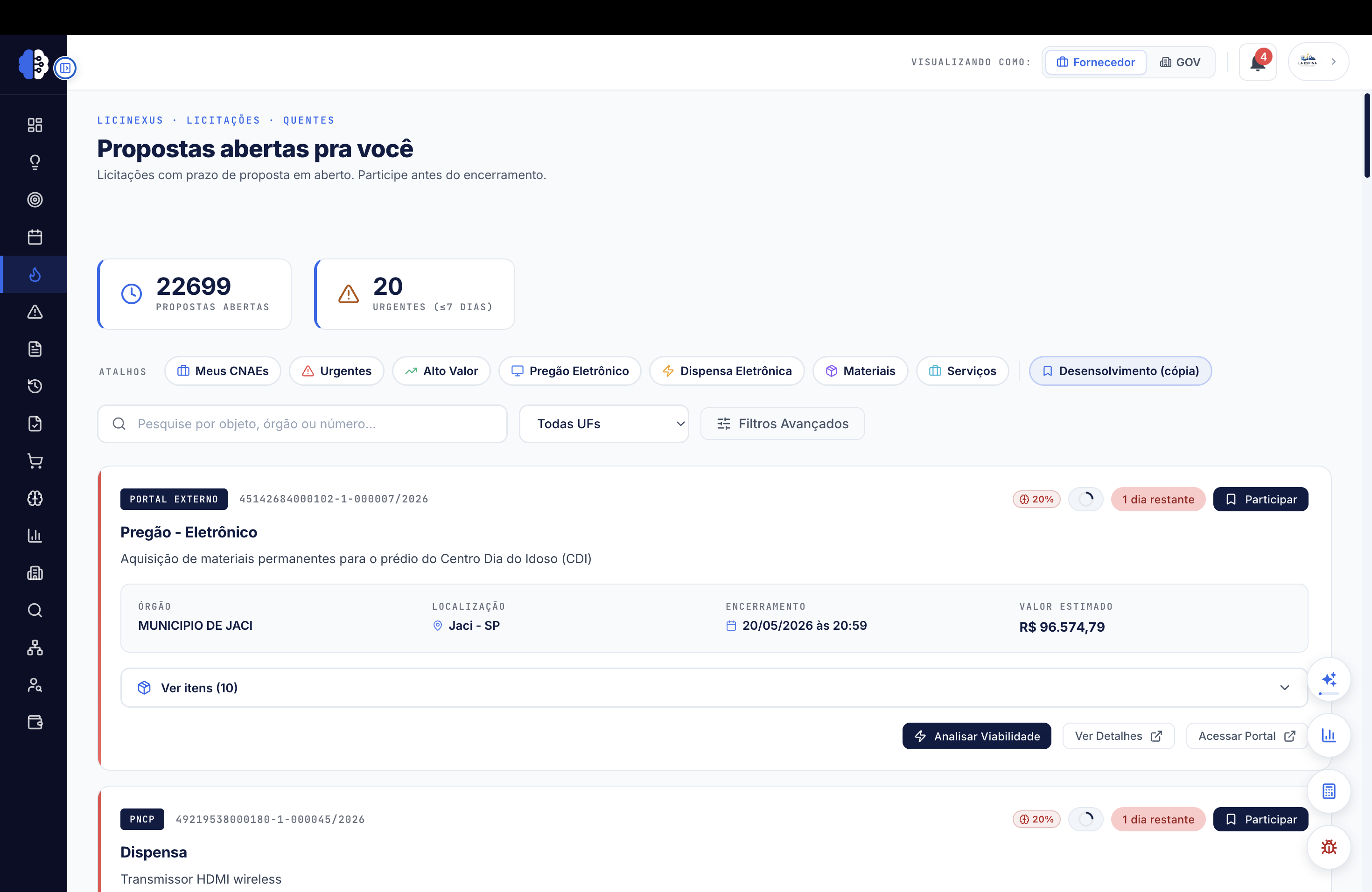 Quentes agora, 28 mil editais por dia
